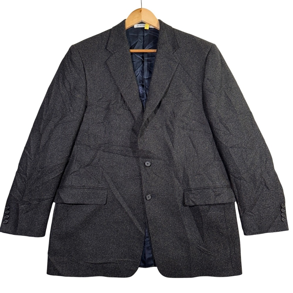 Vintage Hickey Freeman Mens 42R Blazer Jacket Grey Lambswool Cashmere Sharkskin